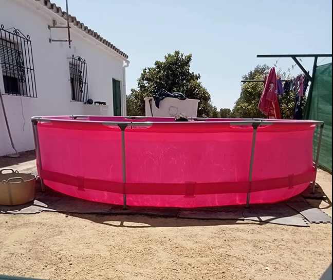 TecTake 800580 Piscina Desmontable, Swimming Pool, Tejido de PVC, Construcción Robusta, Fácil Montaje, Compacta - Disponible en Varios Modelos (Rosa | Ø 300 cm)
